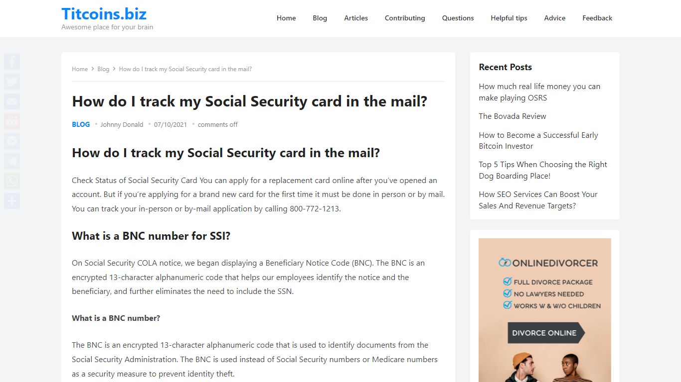 How do I track my Social Security card in the mail?